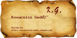 Kovacsics Gedő névjegykártya